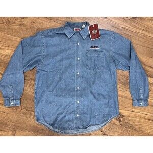 Mississippi State Bulldogs MSU Red Oak Blue Denim Button Shirt Large Long Sleeve
